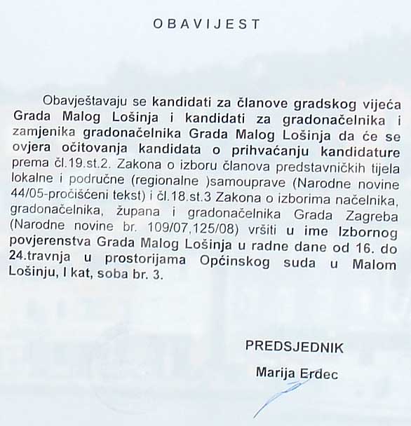 obavijest